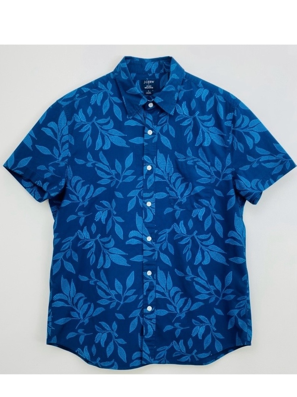 J Crew Factory Men’s Large Blue Floral Hawaiian Printed Flex Washed Preppy